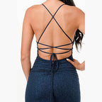 Glittered Front Slit Long Dress - VacationGrabs