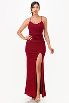 Women's DressesGlittered Front Slit Long Dress - VacationGrabs