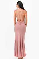 Women's DressesGlittered Front Slit Long Dress - VacationGrabs