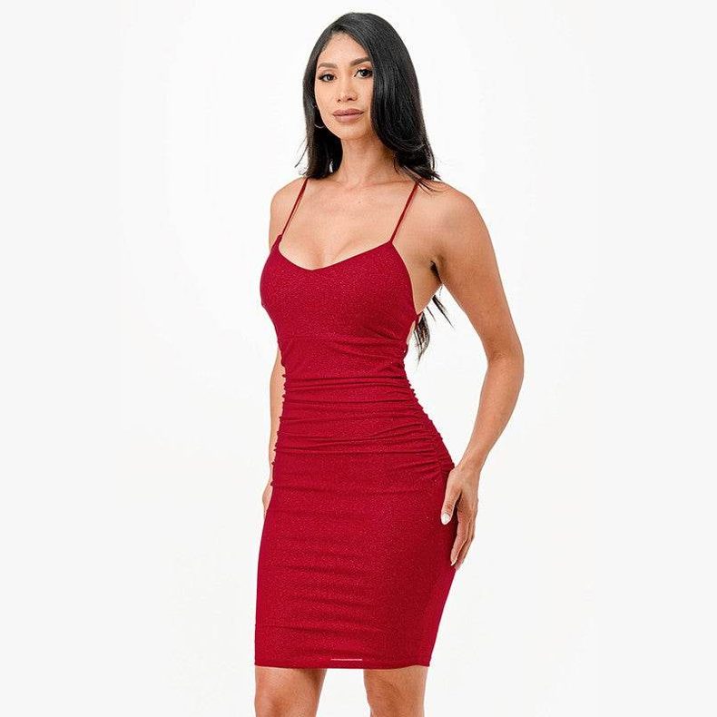 Womens Glittered Back Lace Short Party Dress - VacationGrabs