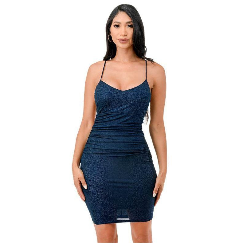 Womens Glittered Back Lace Short Party Dress - VacationGrabs