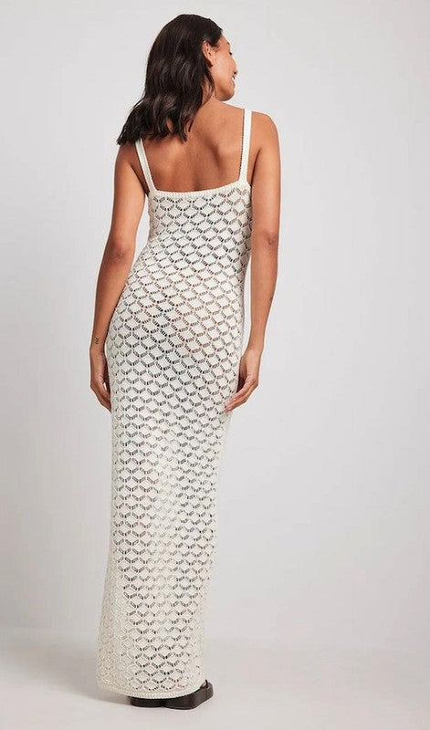 Women's Vacation Crochet Knitted Maxi Dress cover up