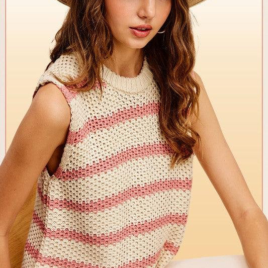 Women's Sweaters Chunky Stripe Sleeveless Sweater Top
