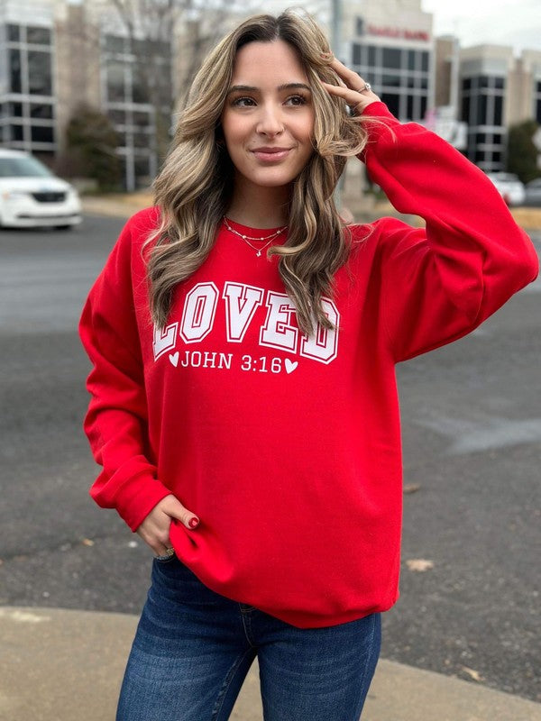 Women's Sweatshirts & HoodiesWomens Plus Red Loved John Red Sweatshirt - VacationGrabs