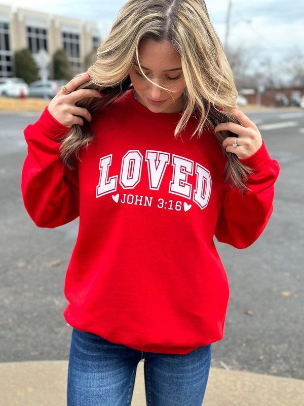 Women's Sweatshirts & HoodiesLoved John Red Sweatshirt - VacationGrabs