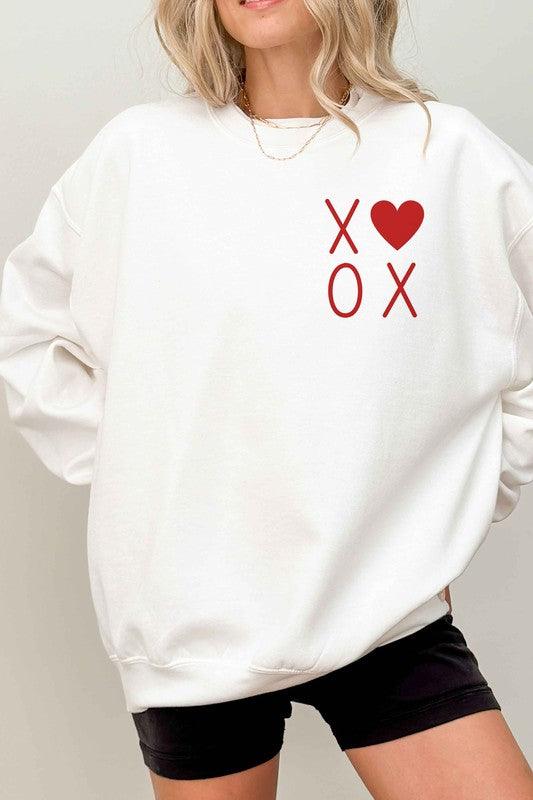 Women's Shirts XOXO Valentines Pocket Oversized Sweatshirt