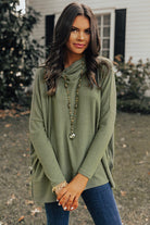 Women's ShirtsJungle Green Cowl Neck Shift Tunic Top - VacationGrabs