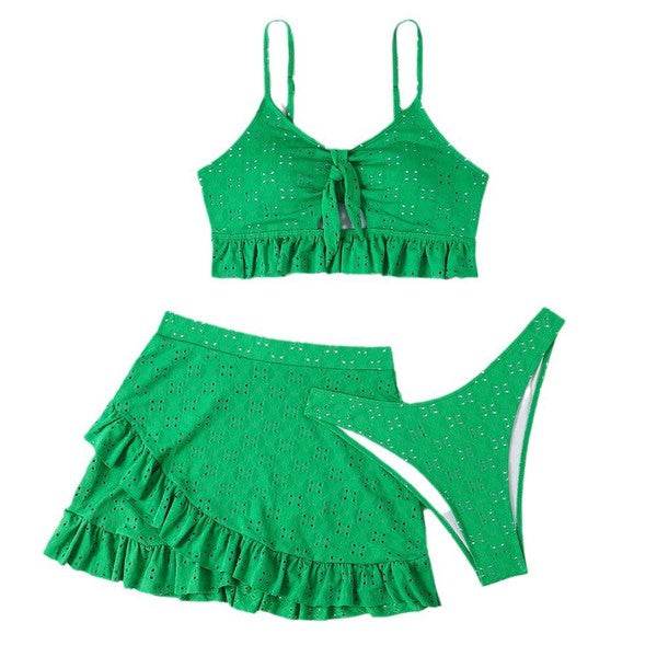 3 Piece Swimsuit And Cover Up Set - VacationGrabs