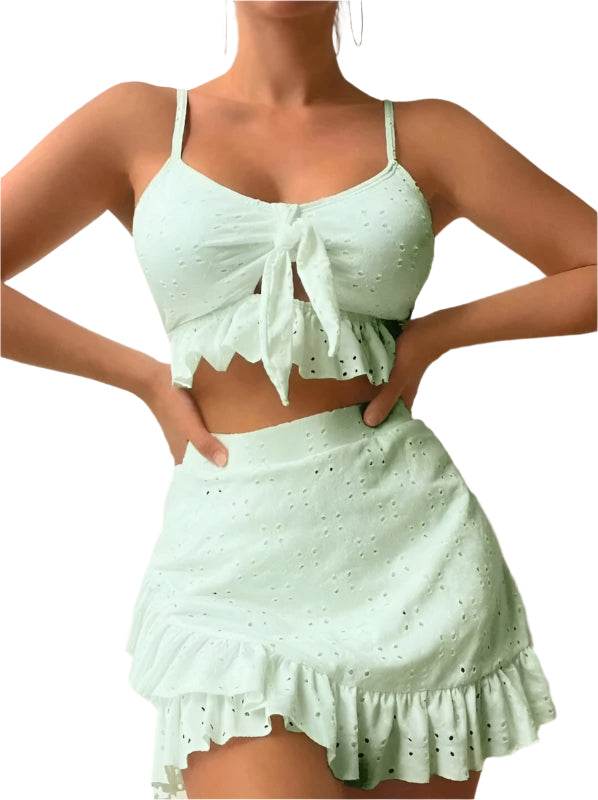 3 Piece Swimsuit And Cover Up Set - VacationGrabs