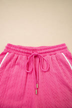 Colorblock Textured Tee & Drawstring Shorts Set