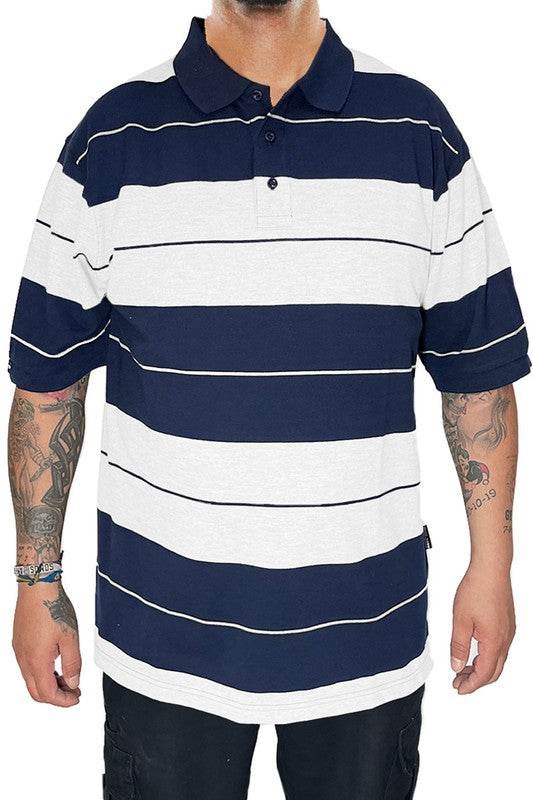 Mens Old School Striped Polo Shirts 7 Colors - VacationGrabs