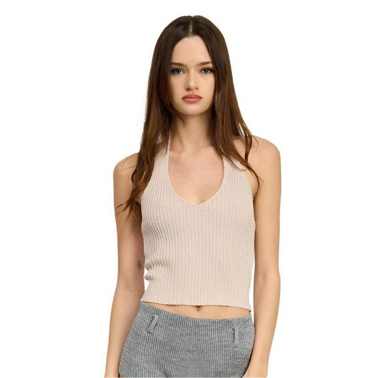 Ribbed Halter Neck Top - VacationGrabs