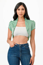 Sparkling Jacquard cropped shrug bolero - VacationGrabs