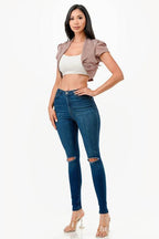 Sparkling Jacquard cropped shrug bolero - VacationGrabs