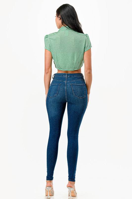 Sparkling Jacquard cropped shrug bolero - VacationGrabs