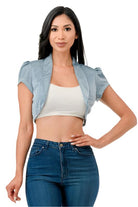 Women's ShirtsSparkling Jacquard cropped shrug bolero - VacationGrabs