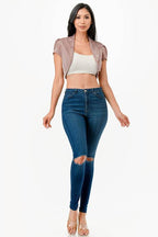 Sparkling Jacquard cropped shrug bolero - VacationGrabs