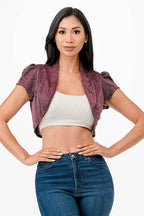 Sparkling Jacquard cropped shrug bolero - VacationGrabs