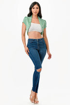 Sparkling Jacquard cropped shrug bolero - VacationGrabs
