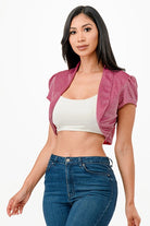 Women's ShirtsSparkling Jacquard cropped shrug bolero - VacationGrabs