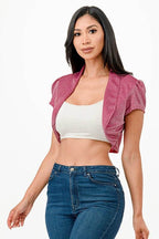 Sparkling Jacquard cropped shrug bolero - VacationGrabs