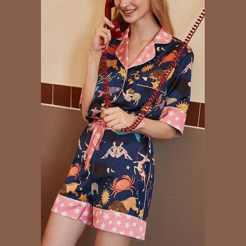 Printed two piece pajama set - VacationGrabs