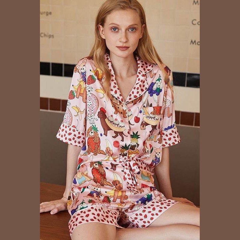 Printed two piece pajama set - VacationGrabs