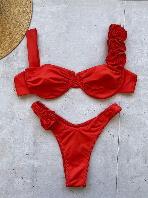 Women's Vacation Two piece rose bikini