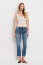 Women's JeansMid Rise Crop Slim Straight Jeans - VacationGrabs