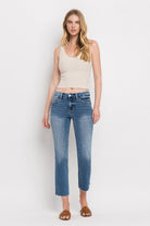 Women's JeansMid Rise Crop Slim Straight Jeans - VacationGrabs