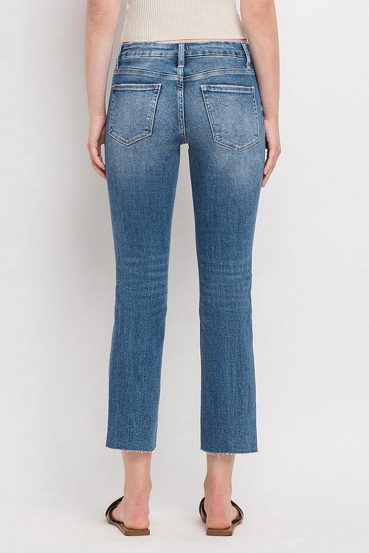 Women's JeansMid Rise Crop Slim Straight Jeans - VacationGrabs