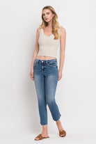 Women's JeansMid Rise Crop Slim Straight Jeans - VacationGrabs