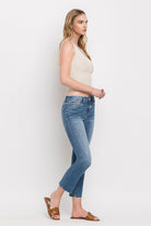 Women's JeansMid Rise Crop Slim Straight Jeans - VacationGrabs