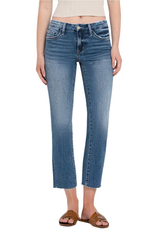 Women's JeansMid Rise Crop Slim Straight Jeans - VacationGrabs