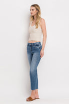 Women's JeansMid Rise Crop Slim Straight Jeans - VacationGrabs