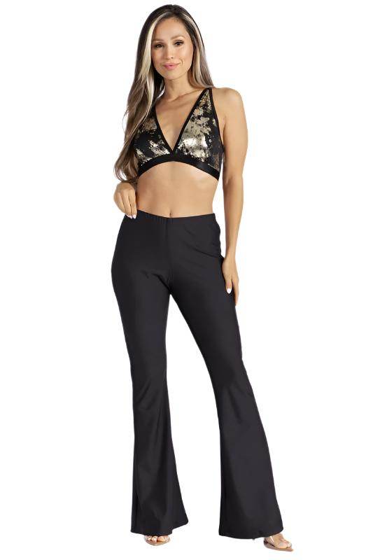 Basic Pants with Flared Leg - VacationGrabs