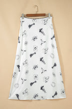 Western Lace Trim High Waist Maxi Skirt