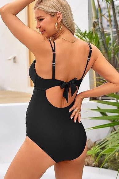 Ruch Scallop V Neck One Piece Maternity Swimsuit - VacationGrabs