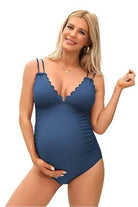 Ruch Scallop V Neck One Piece Maternity Swimsuit - VacationGrabs