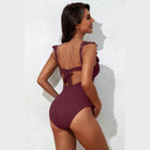 Ribbed Tie Knot Cutout Ruched Maternity Swimsuit - VacationGrabs