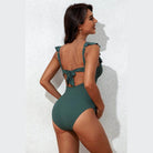 Ribbed Tie Knot Cutout Ruched Maternity Swimsuit - VacationGrabs