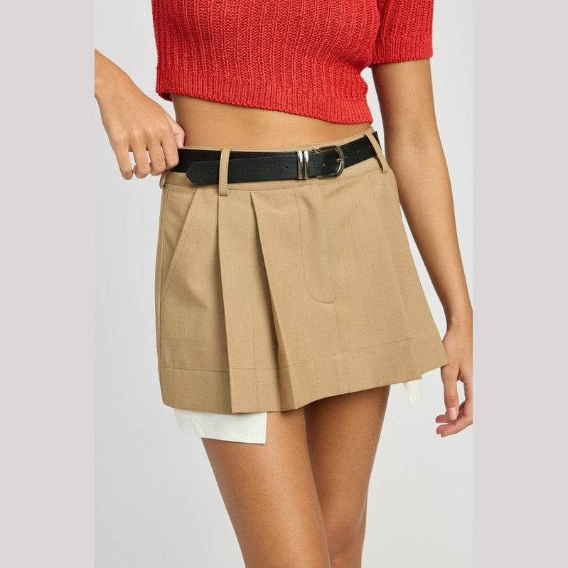 Grey Pleated Mini Skirt - VacationGrabs