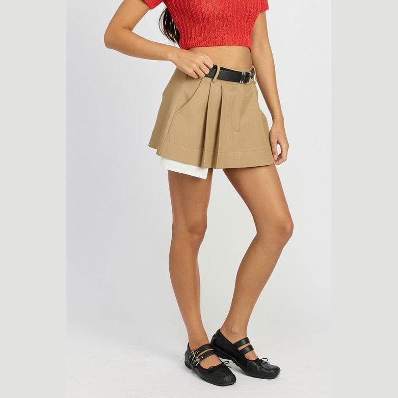 Grey Pleated Mini Skirt - VacationGrabs