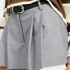Grey Pleated Mini Skirt - VacationGrabs