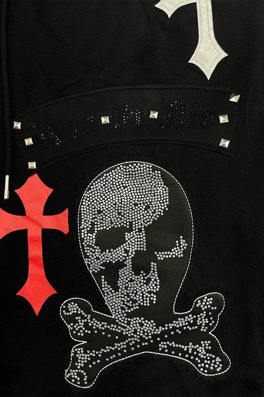Mens Chrome Cross Skull Shorts - VacationGrabs