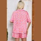 Women Flower Print Short Sleeve Shirt Pajamas Set - VacationGrabs