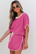 Colorblock Short Sleeve T-Shirt and Skort Set