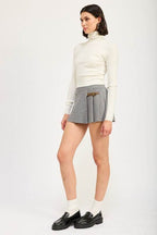 Chocolate Pleated Mini Skort for Women - VacationGrabs