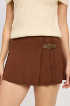 Women's SkirtsChocolate Pleated Mini Skort for Women - VacationGrabs