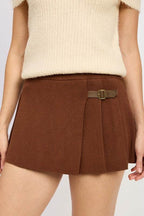 Chocolate Pleated Mini Skort for Women - VacationGrabs